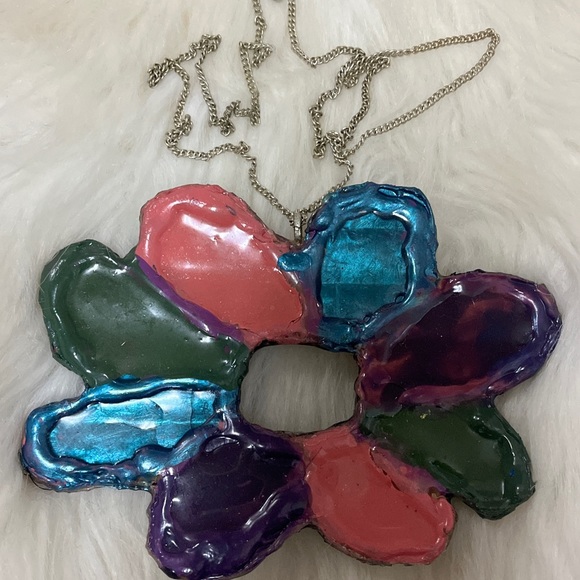 Purple, Blue, Pink, & Green Boho ONE OF KIND Exclusive Hand Designed Necklace - Picture 11 of 17